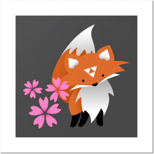 Kawaii Sakura Fox Posters and Art